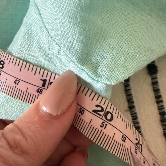 DAVID N | 100% Linen Sea Foam Green Button down 3/4 Sleeve Shirt | Medium - Picture 7 of 8